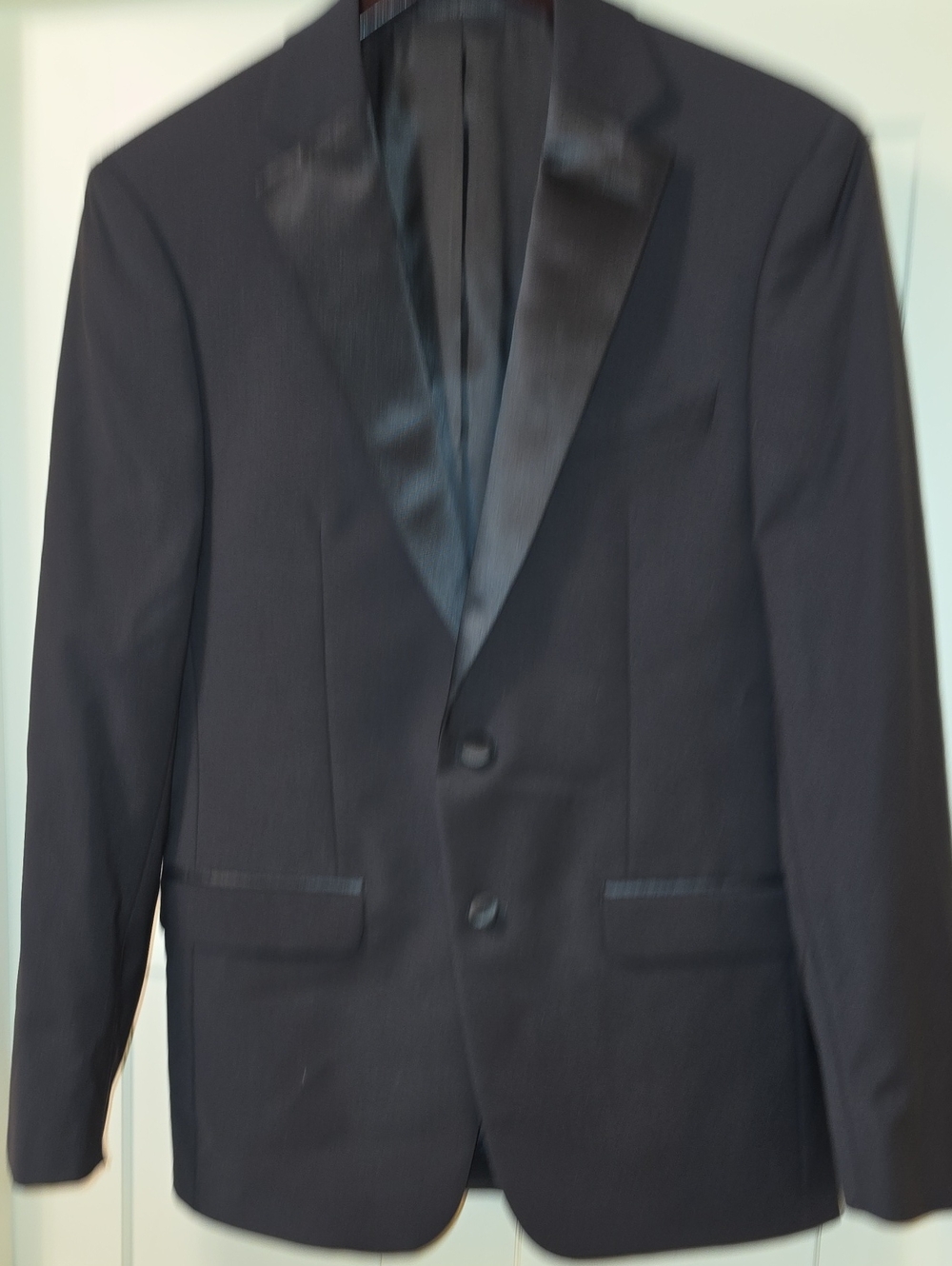 Great Condition Calvin Klein Men's Black Satin-Lapel Tuxedo Jacket